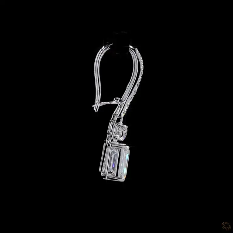 Baguette Diamant-Ohrringe 14K Weißgold – QAMAR 002 | Masry Gems / Baguette Diamond Earrings 14K White Gold – QAMAR 002